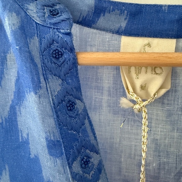 Nemo with Love Sapphire Short Kaftan Dress Ikat Blue $278 NWT Medium Tuckernuck - Picture 8 of 9